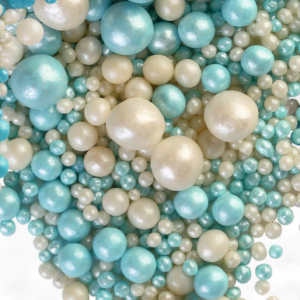 195 Драже зерновое в цветной кондитерской глазури (ЖЕМЧУГ "БИРЮЗА", СЕРЕБРО) 1,5 кг