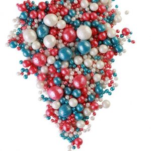 180 Драже зерновое в цветной кондитерской глазури (ЖЕМЧУГ КРАСНЫЙ, СЕРЕБРО, "ТЕМНАЯ БИРЮЗА") 1,5 кг