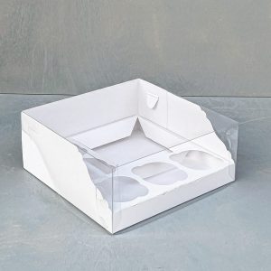Коробка для капкейков и "бенто" с пластиковой крышкой, 235*235*100 мм