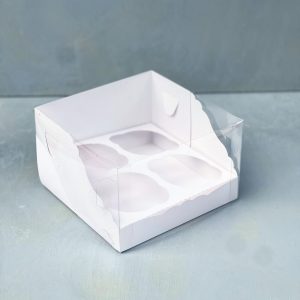 Коробка на 4 капкейка с прозрачной крышкой, 170х170х100 мм