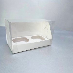 Коробка на 2 капкейка с пластиковой крышкой, ровный край