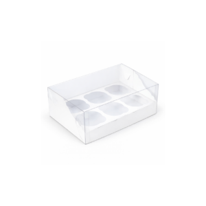Коробка на 6 капкейков Белая с прозрачной крышкой 245х155х100 мм