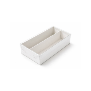 Коробка для макаронс с пластиковой крышкой на 12 шт. Белая, 205*120*55 мм