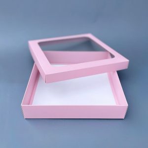 Коробка для клубники в шоколаде Розовая 200*200*40 мм